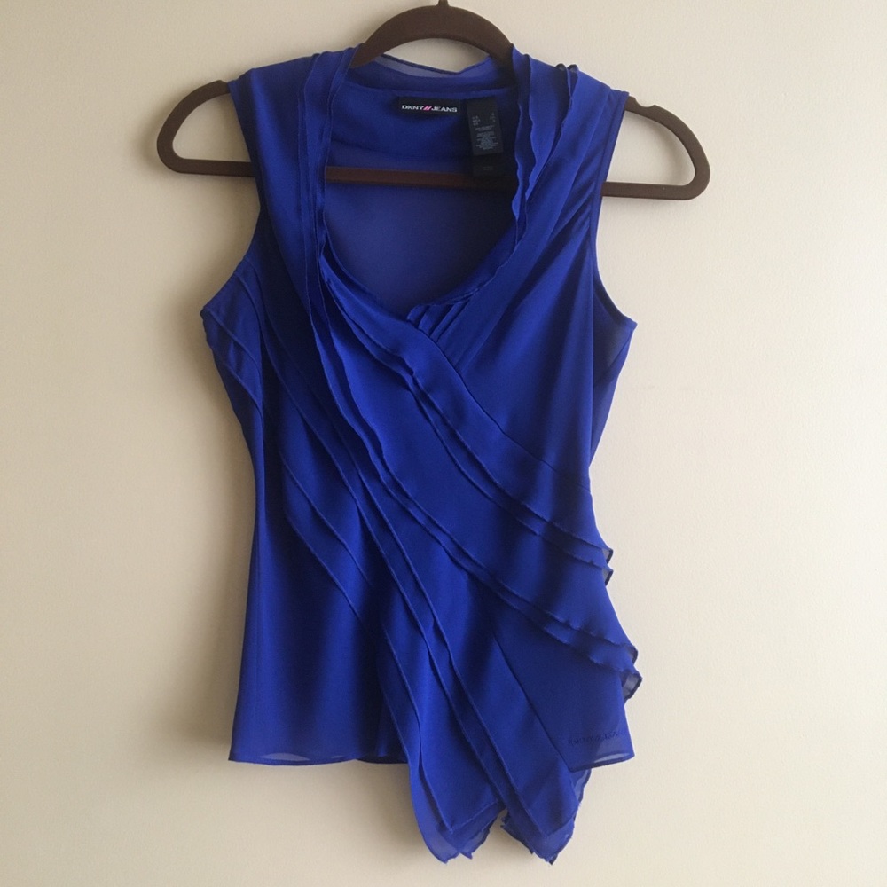 DKNY Jeans Sleeveless Top, Blue, Small